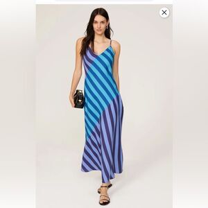 Saunders Collective blue Stripe Slip maxi Dress size 6